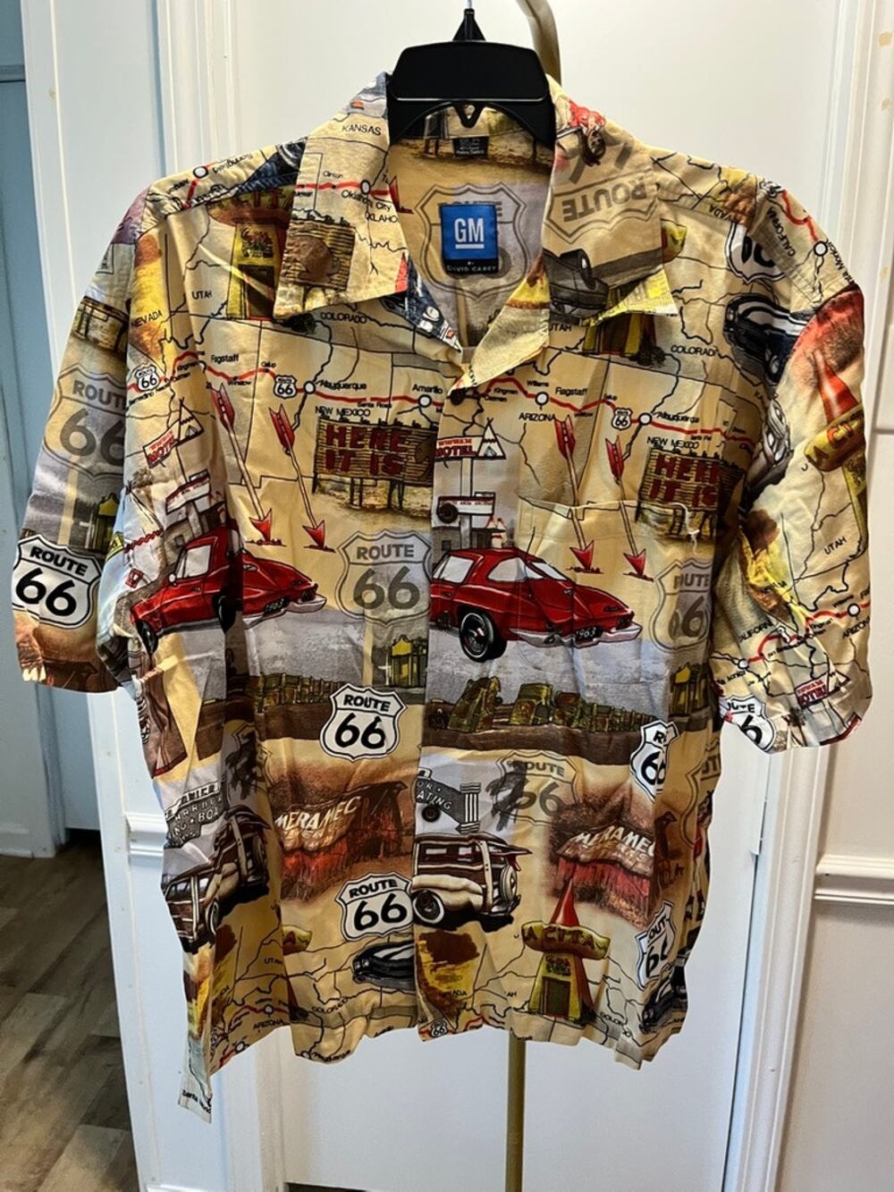 VTG David Carey GM Chevrolet Route 66 Shirt Muscle Car All Over Print Camp XL